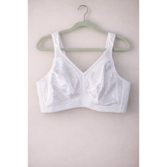 Playtex Other - Playtex White Wireless Bra 42C Full Coverage Soft Cup Floral Jacquard Support